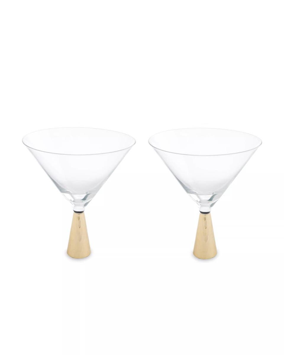 Set Of Two Cocktail Glasses With Gold Finish Stem