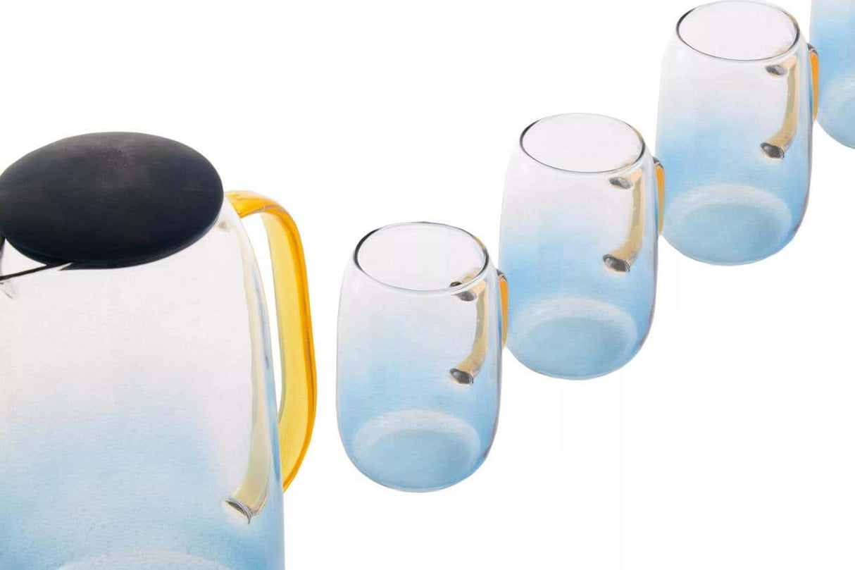 Noa Blue Glass And Jug Five Piece Set