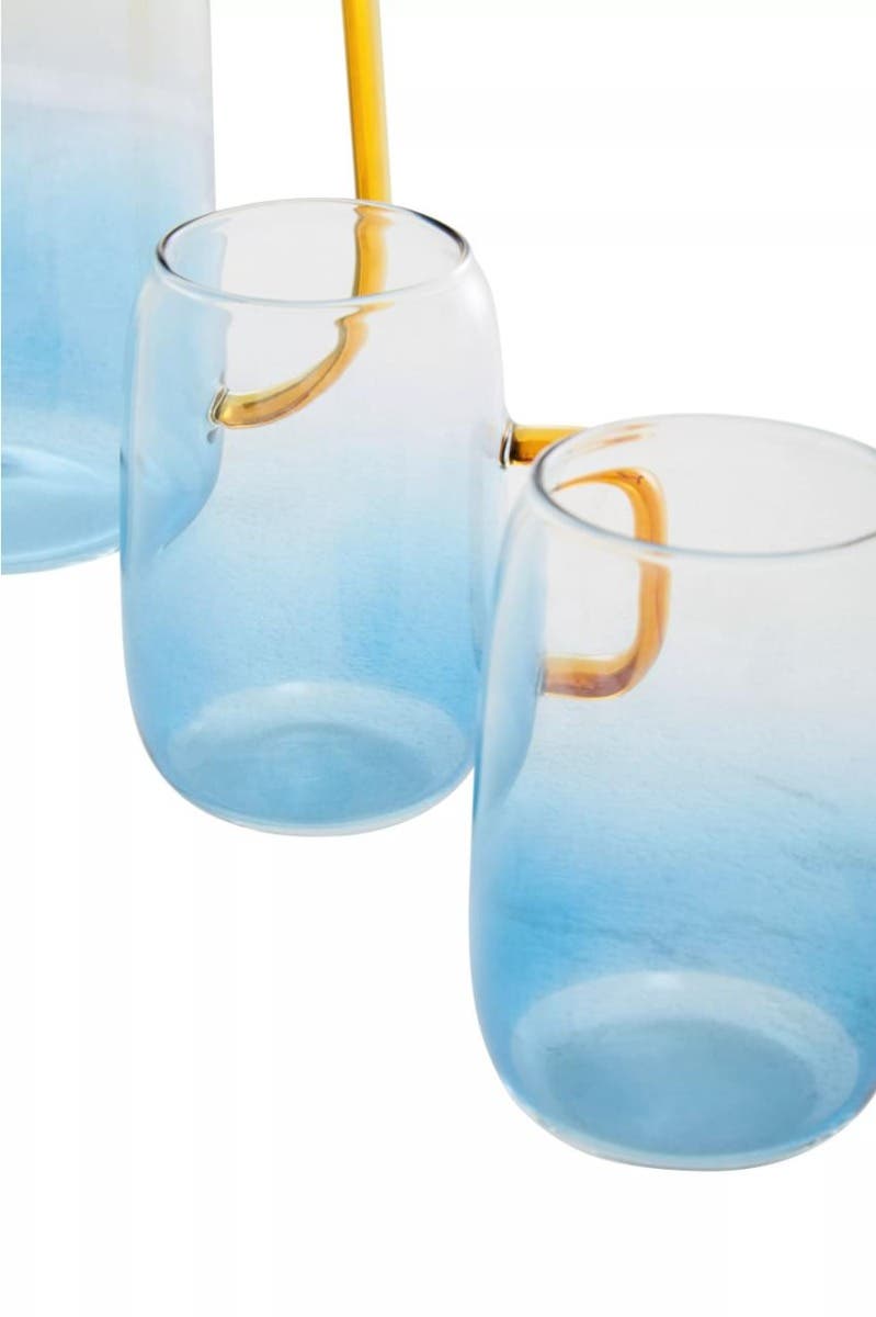Noa Blue Glass And Jug Five Piece Set