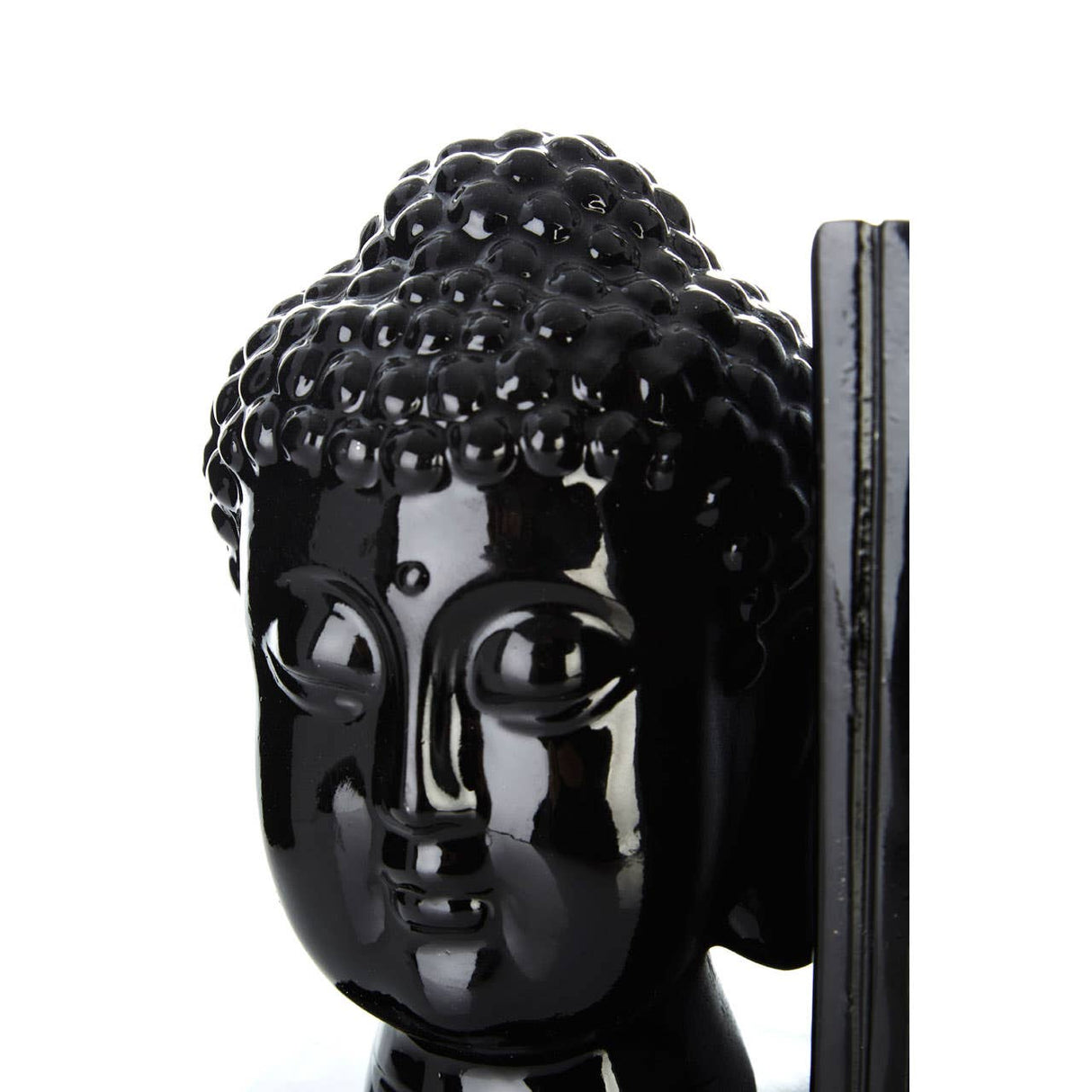 Buddha Head Black Bookends - Set Of 2
