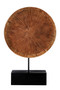 Fidel Large Carved Mango Wood Disc on Stand Sculpture