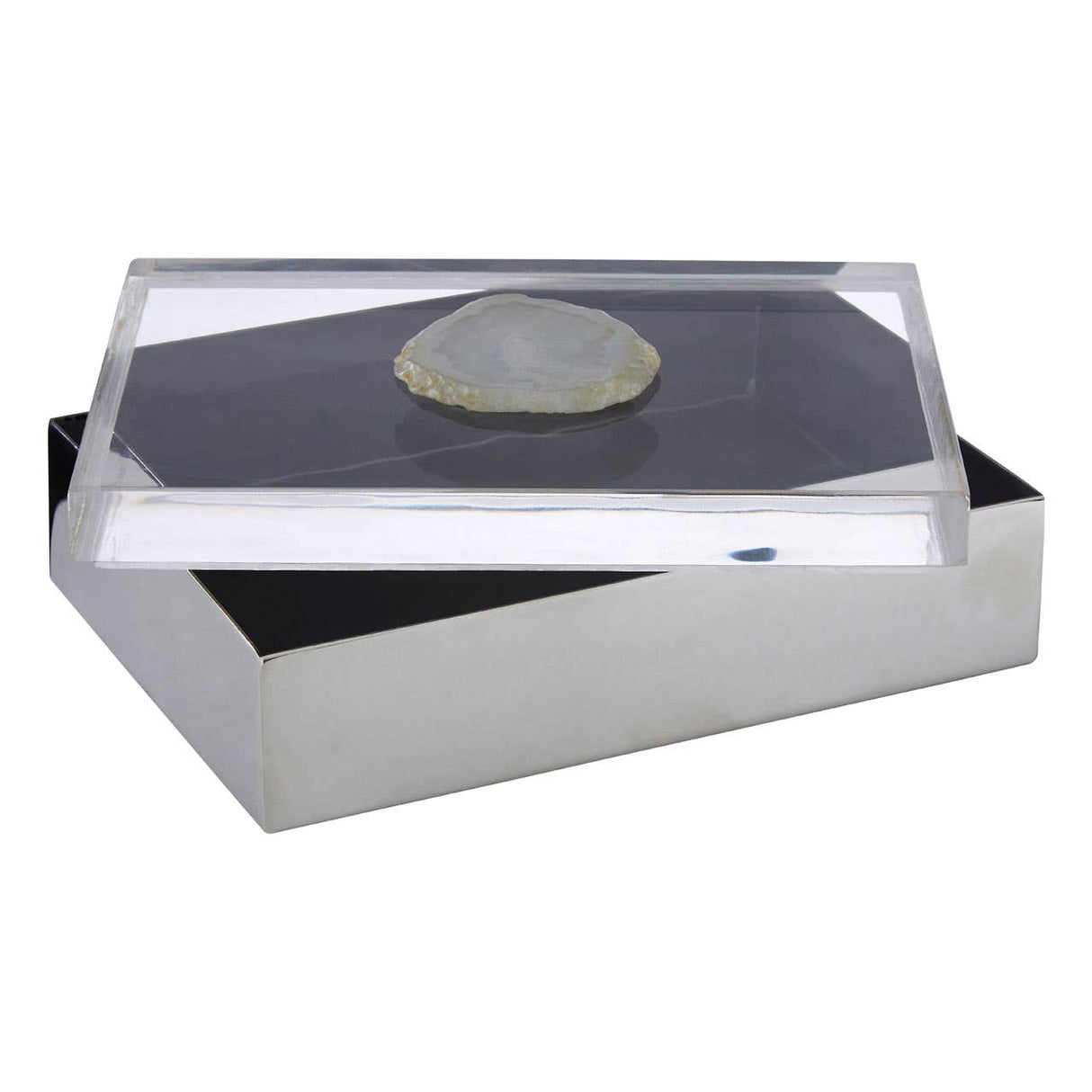 Bowerbird White Agate Large Trinket Box