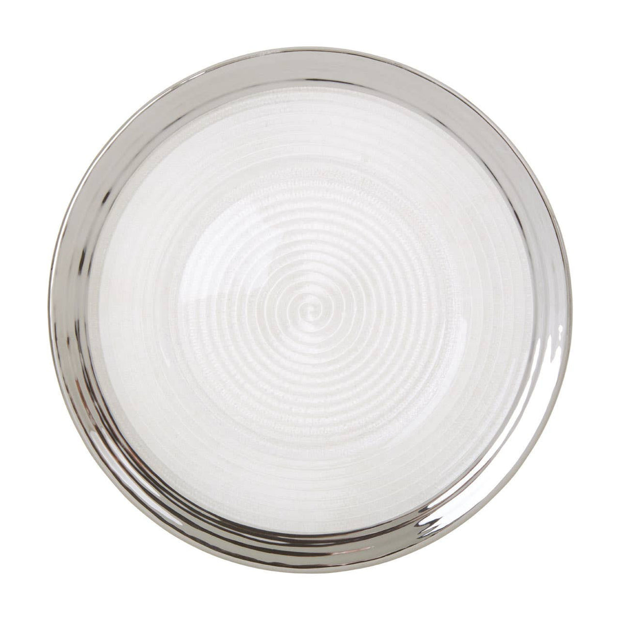 27Cm Embossed Dinner Plate With Silver Rim