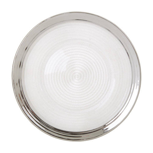 27Cm Embossed Dinner Plate With Silver Rim