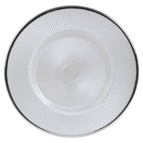 27Cm Embossed White Glass Diner Plate