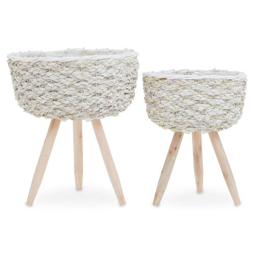 Lentigo Set Of Two White Planters