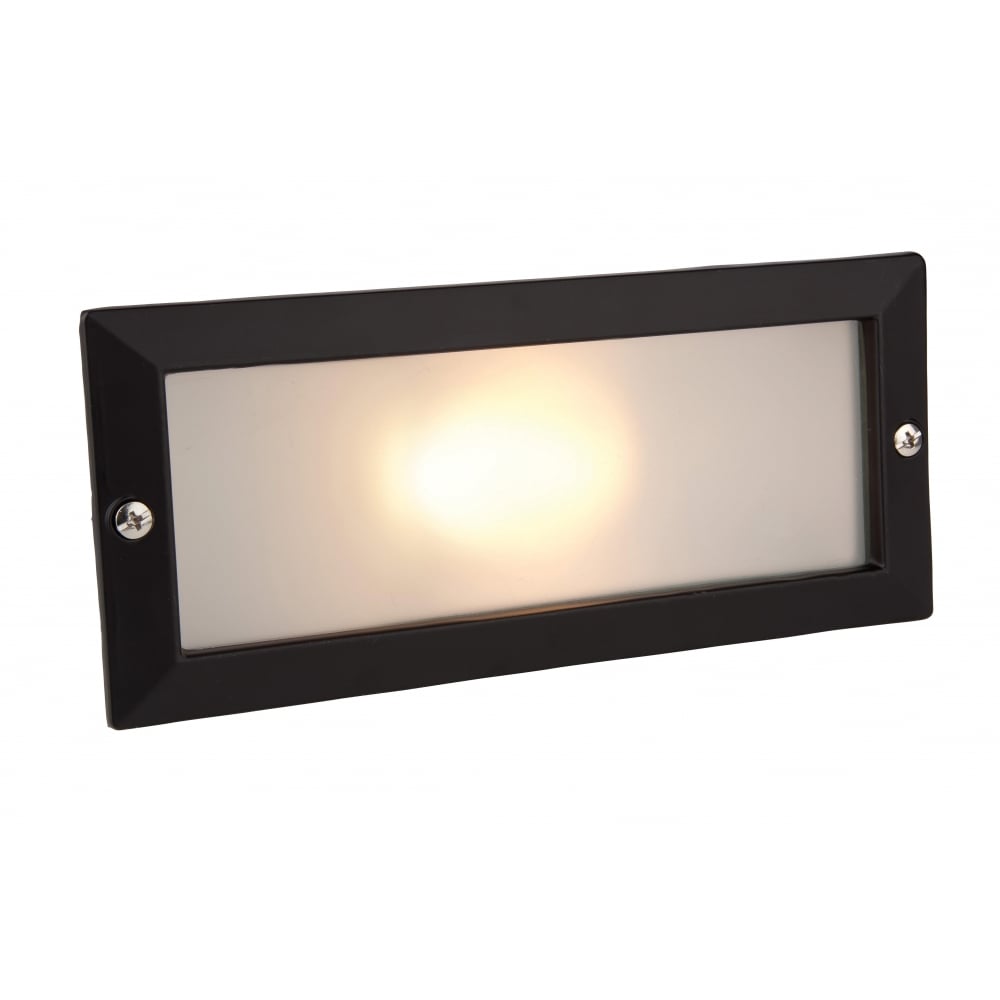 Sleek Black Recessed Brick Light with Opal Glass