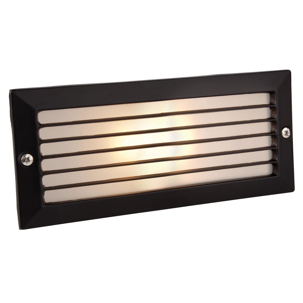 Sleek Black Recessed Brick Light with Protective Louvre