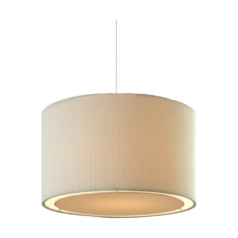 Contemporary Cream Drum Shade Pendant Light