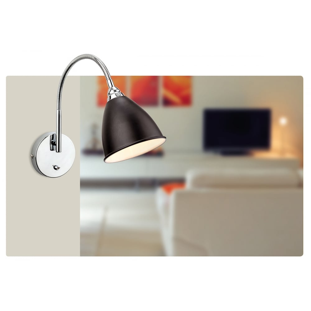 Elegant Adjustable Black and Chrome Wall Sconce