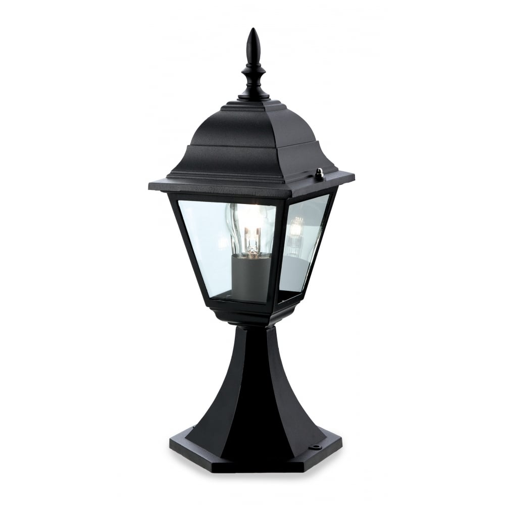Timeless Elegance: Classic Black 4-Panel Outdoor Lantern
