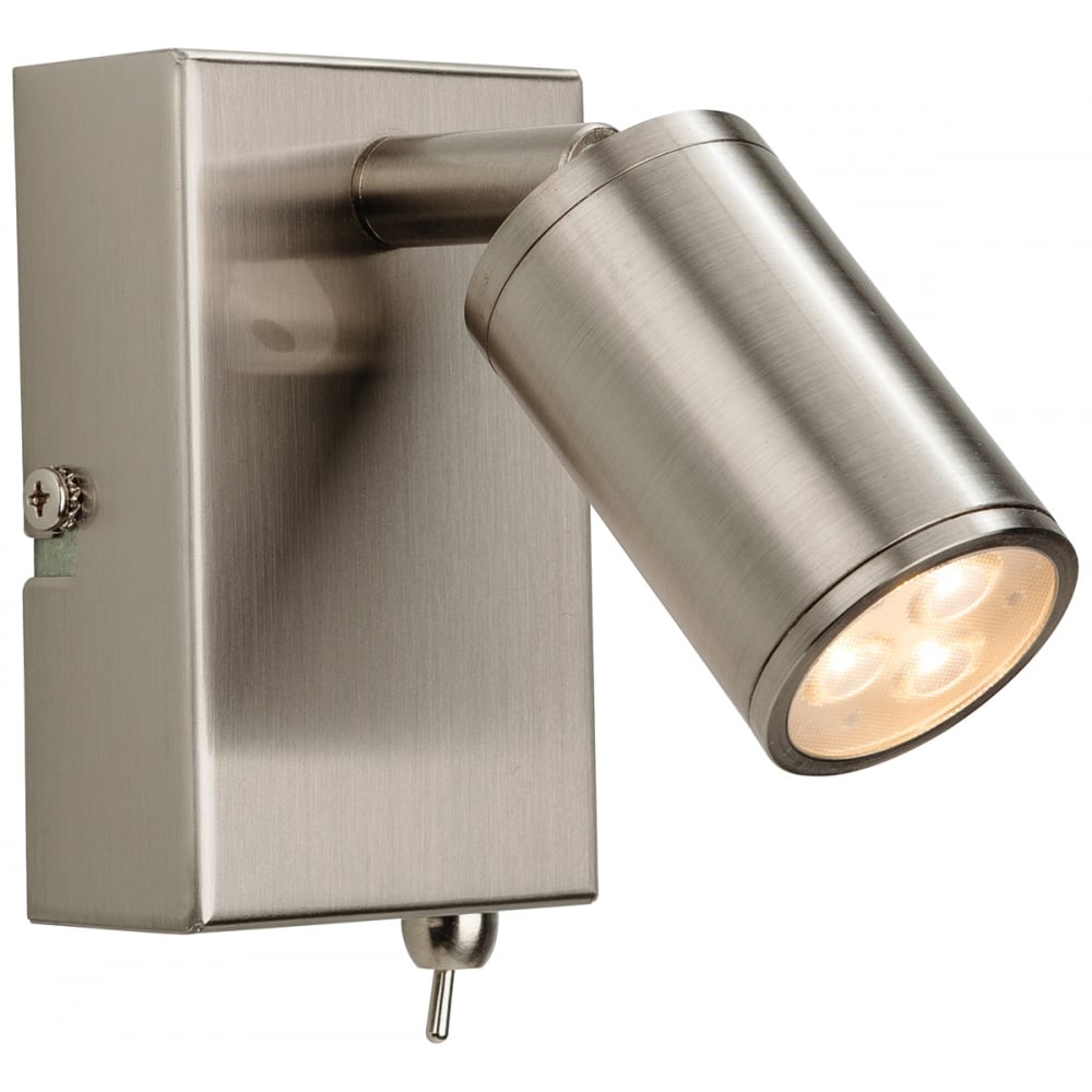 Contemporary Brushed Steel LED Wall Sconce with Switch