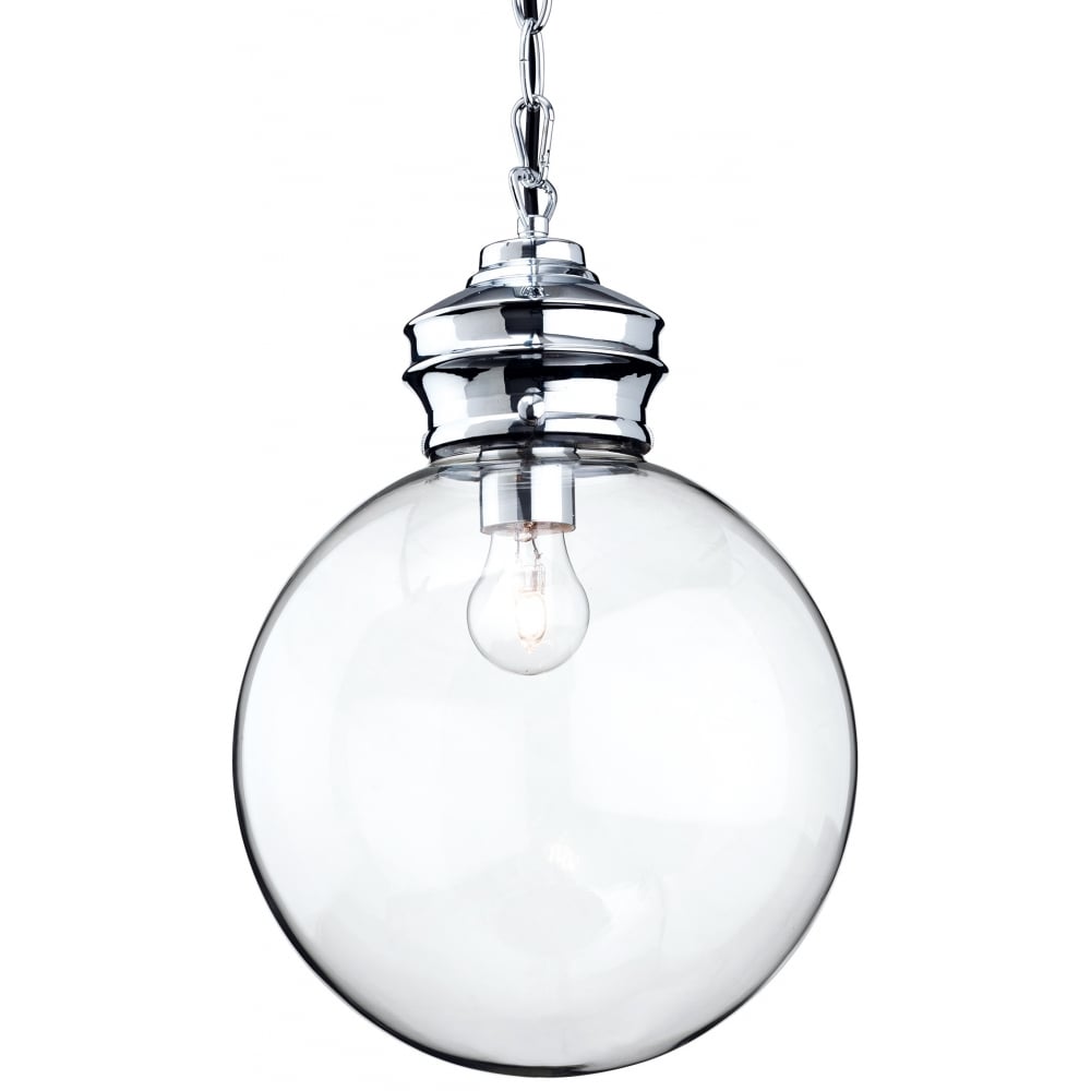 Elegant Chrome and Clear Glass Globe Pendant Light
