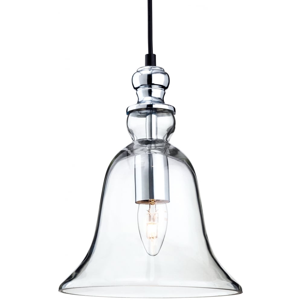 Vintage-Inspired Chrome and Glass Bell Pendant Light