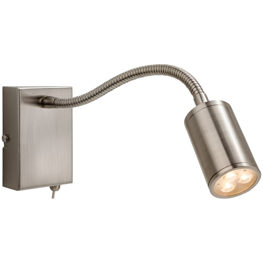 Contemporary Brushed Steel Adjustable Wall Light with Flexible Neck
