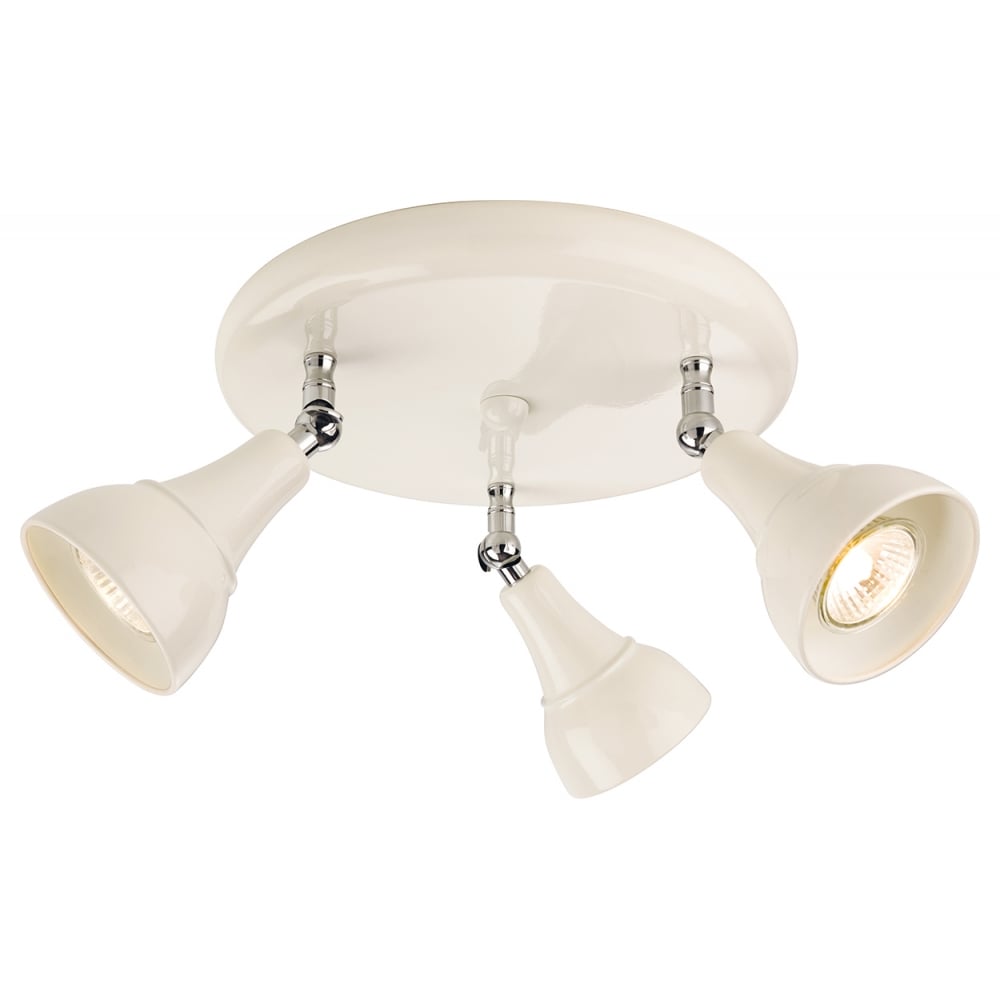 Vintage Cream Triple Light Ceiling Fixture with Adjustable Arms