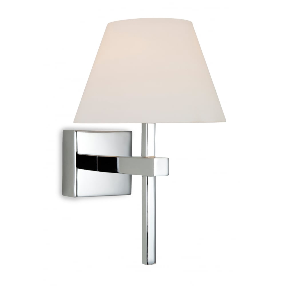 Contemporary Chrome Wall Sconce Light with Opal Glass Shade