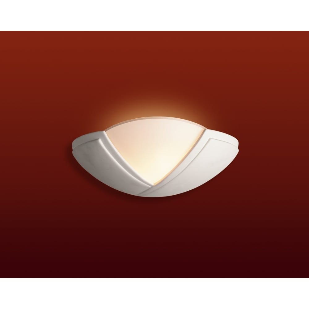 Art Deco Zen White Ceramic Wall Uplighter