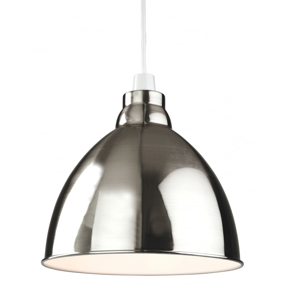 Contemporary Taupe Dome Pendant Light with Brushed Chrome Finish