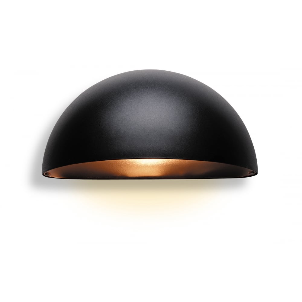 Sleek Black Outdoor Dome Wall Washer Light Fixture