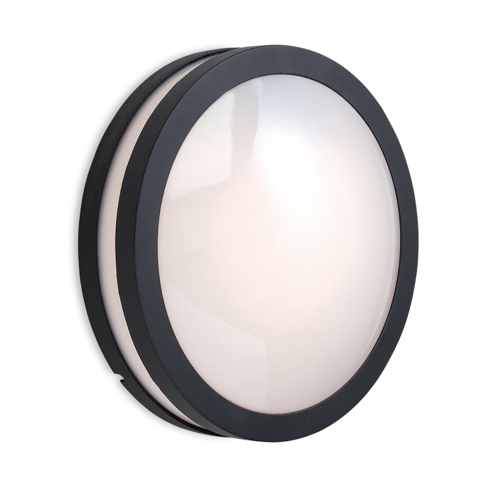 Sleek Graphite Flush Outdoor Wall Light with Opal Diffuser