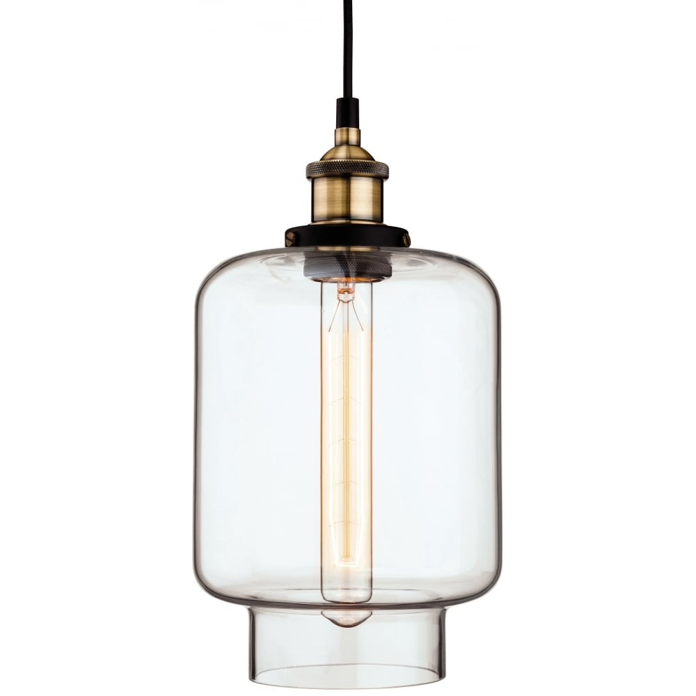 Antique Brass Horizon Clear Glass Pendant Light