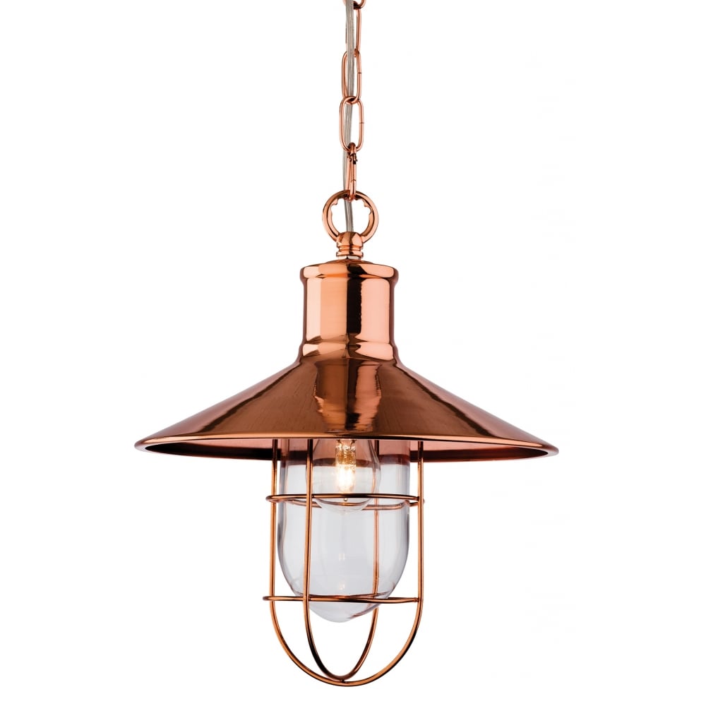 Rustic Maritime Copper Fisherman's Pendant Light Fixture