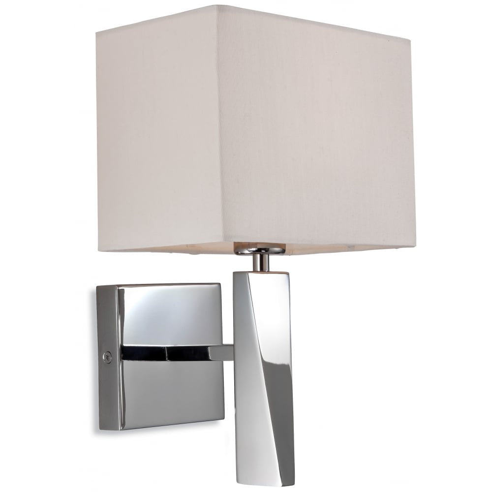 Sleek Chrome Art Deco Wall Light with Cream Shade
