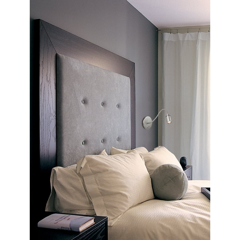 Sleek Brushed Nickel LED Wall-Mounted Reading Lamp