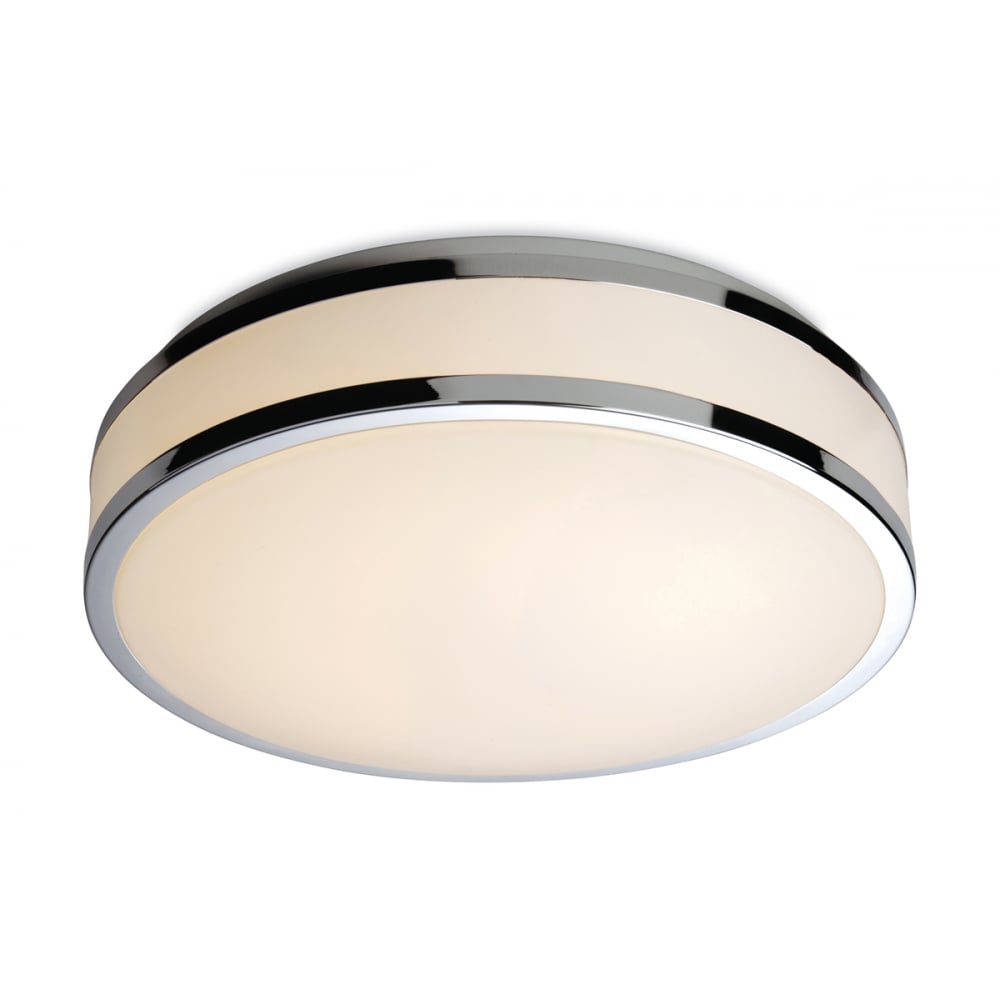 Contemporary Chrome Orbital 12W LED Bathroom Ceiling Light with White Diffuser