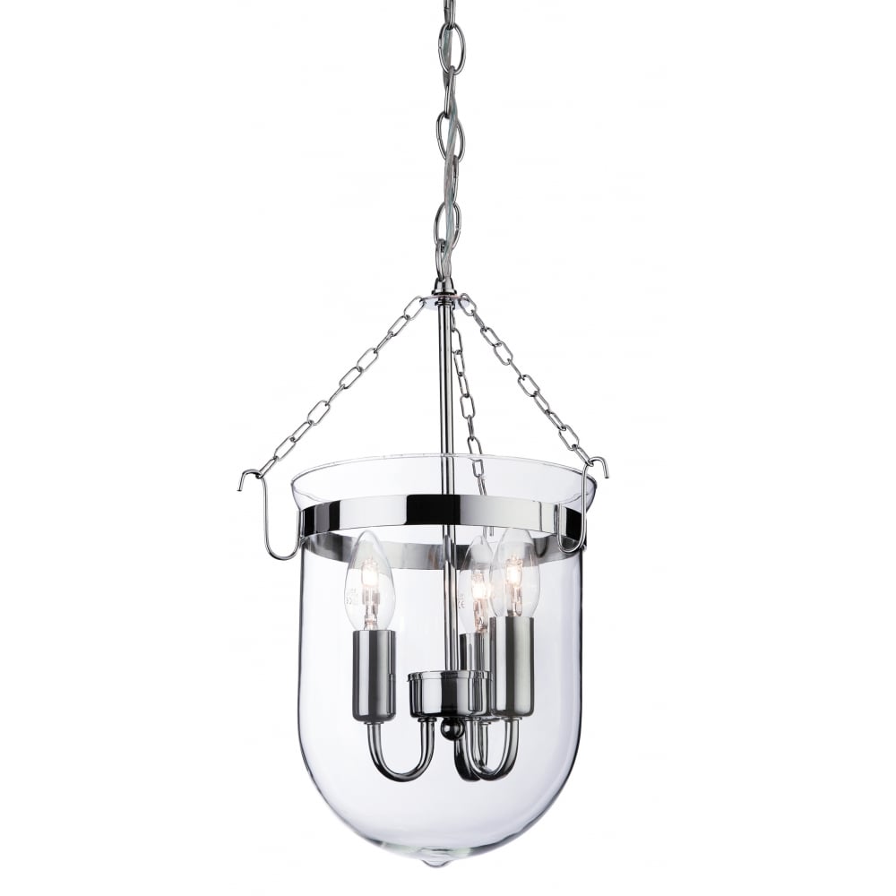 Contemporary Chrome 3-Light Ceiling Lantern with Clear Glass Design