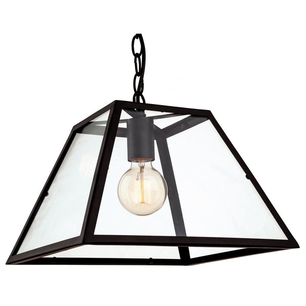 Industrial Black Glass Box Pendant Light