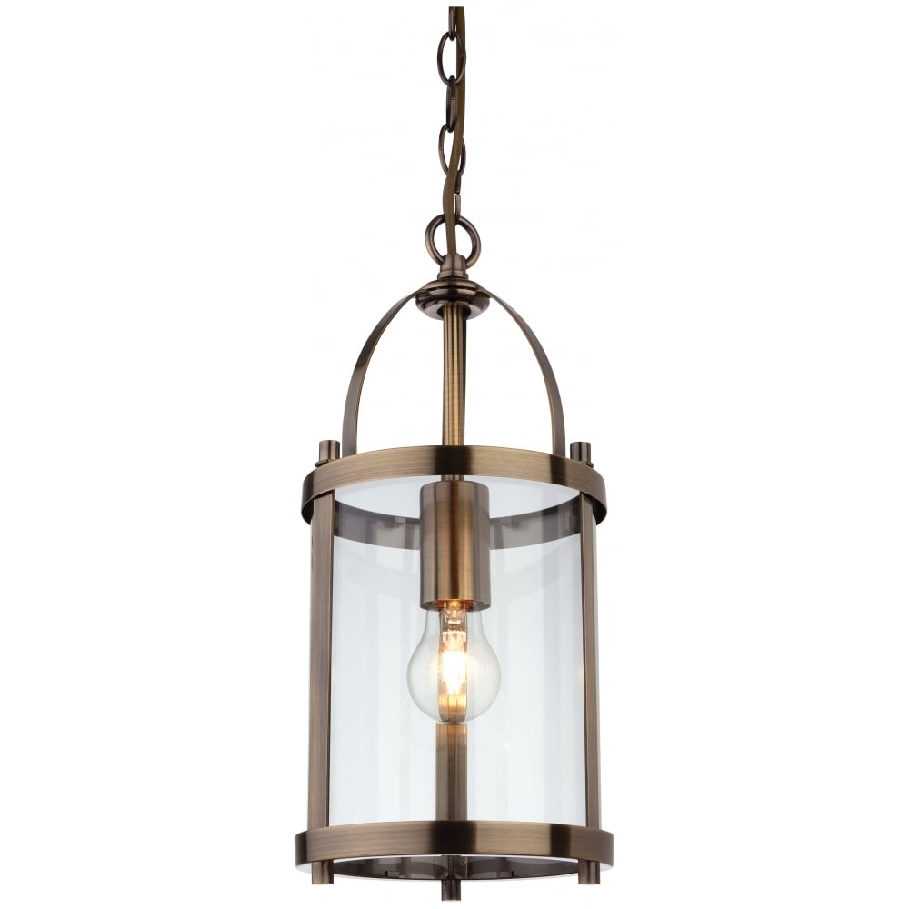 Elegant Antique Brass Lantern Pendant Light Fixture