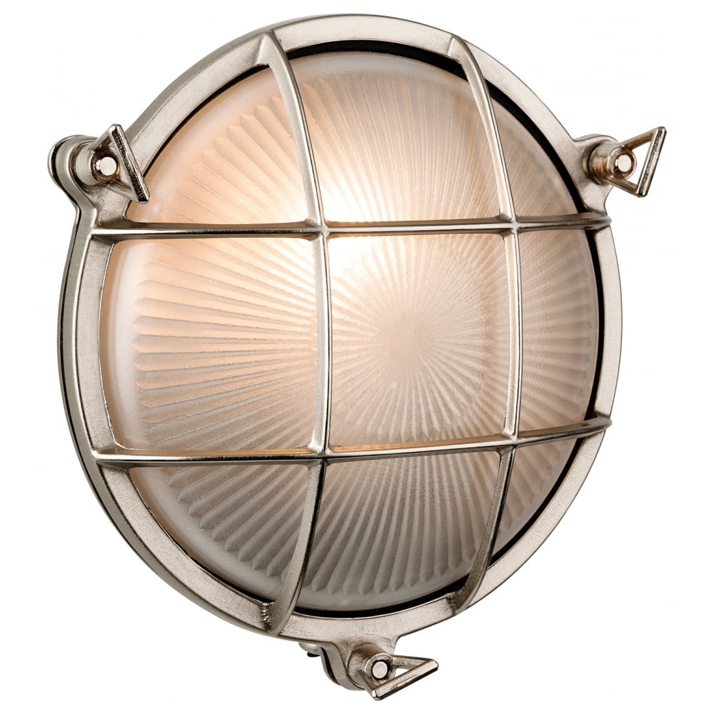 Coastal Elegance: Nickel Oval Nautical Outdoor Wall Light