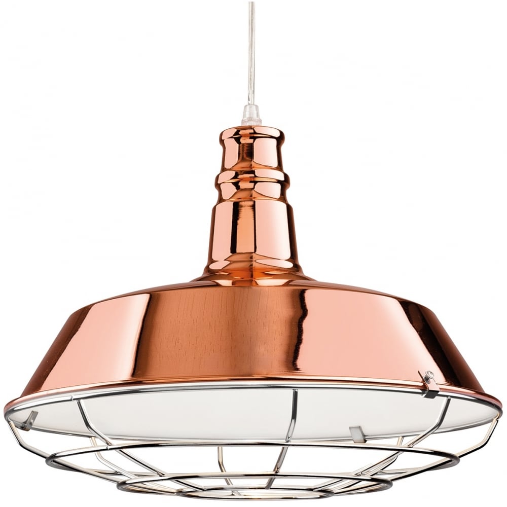 Quirky Copper and Chrome Grill Ceiling Pendant Light