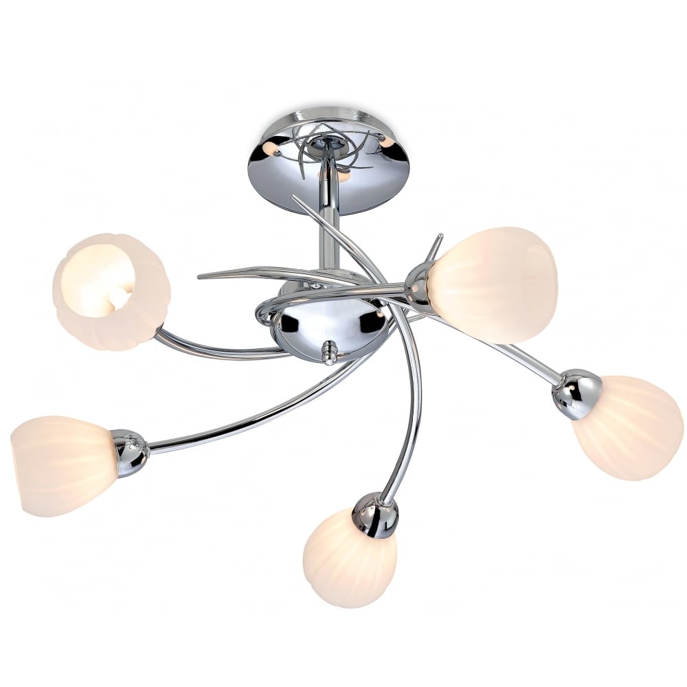 Contemporary Chrome Swirl Semi Flush Ceiling Light Fixture