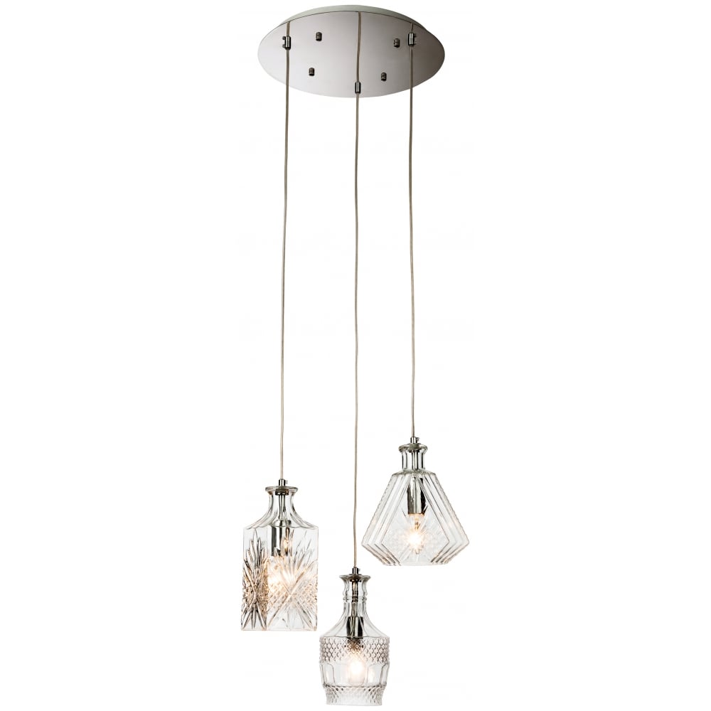 Recherché Antique Chrome Clear Glass Ceiling Lantern - Decanter Collection