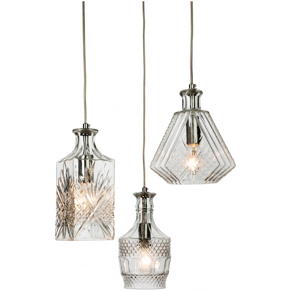 Recherché Antique Chrome Clear Glass Ceiling Lantern - Decanter Collection