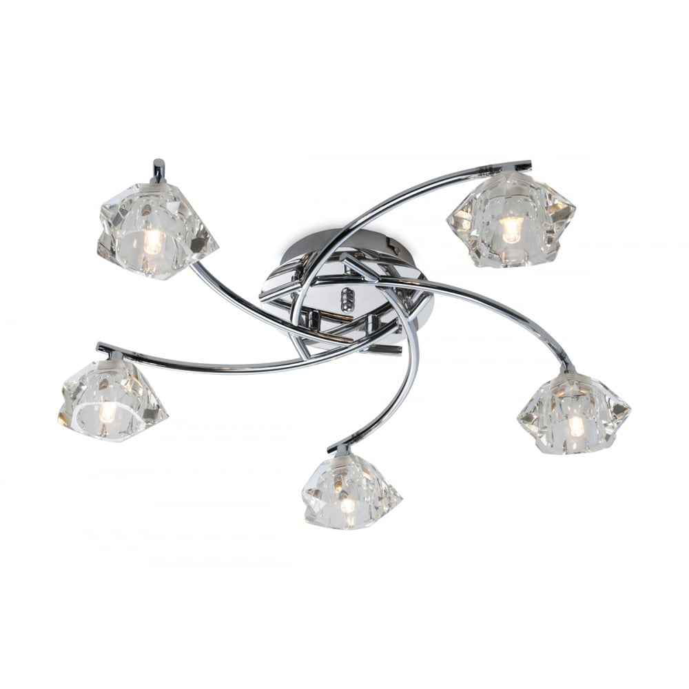 Glistening Floral Art Deco Chrome Ceiling Light Fixture