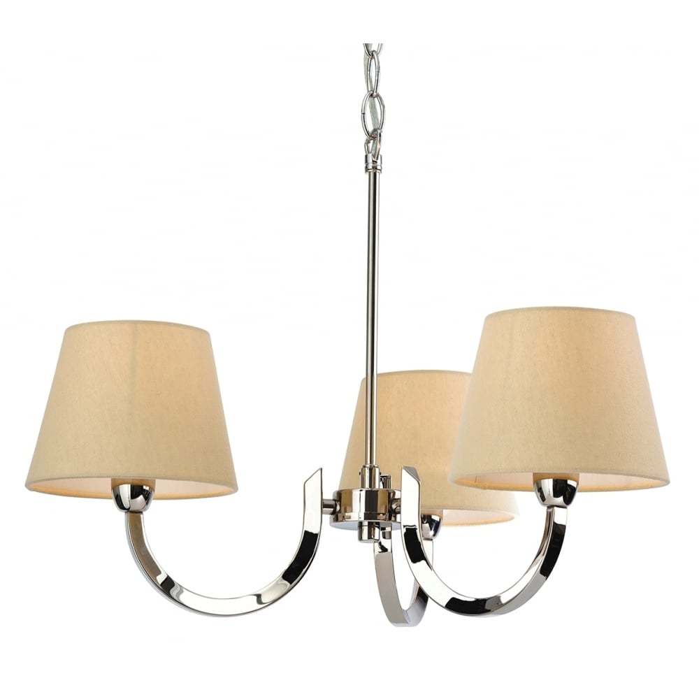 Sleek Polished Steel and Cream Linen Ceiling Pendant Light Fitting