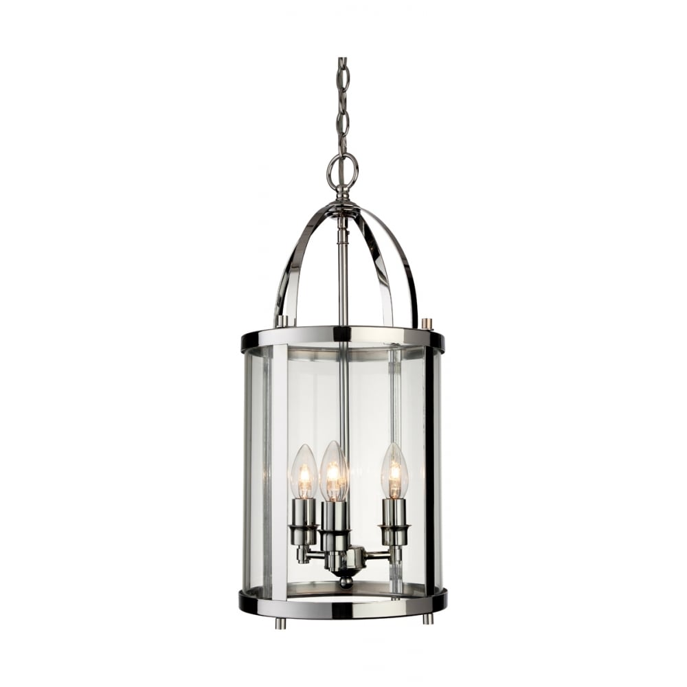 Modern Chrome Lantern Pendant Light - Flux Collection