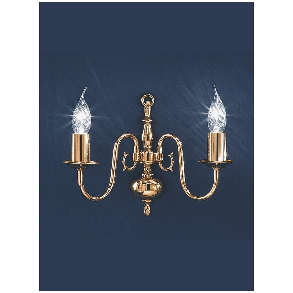 Lustrous Brass Elegance Dual Light Wall Sconce