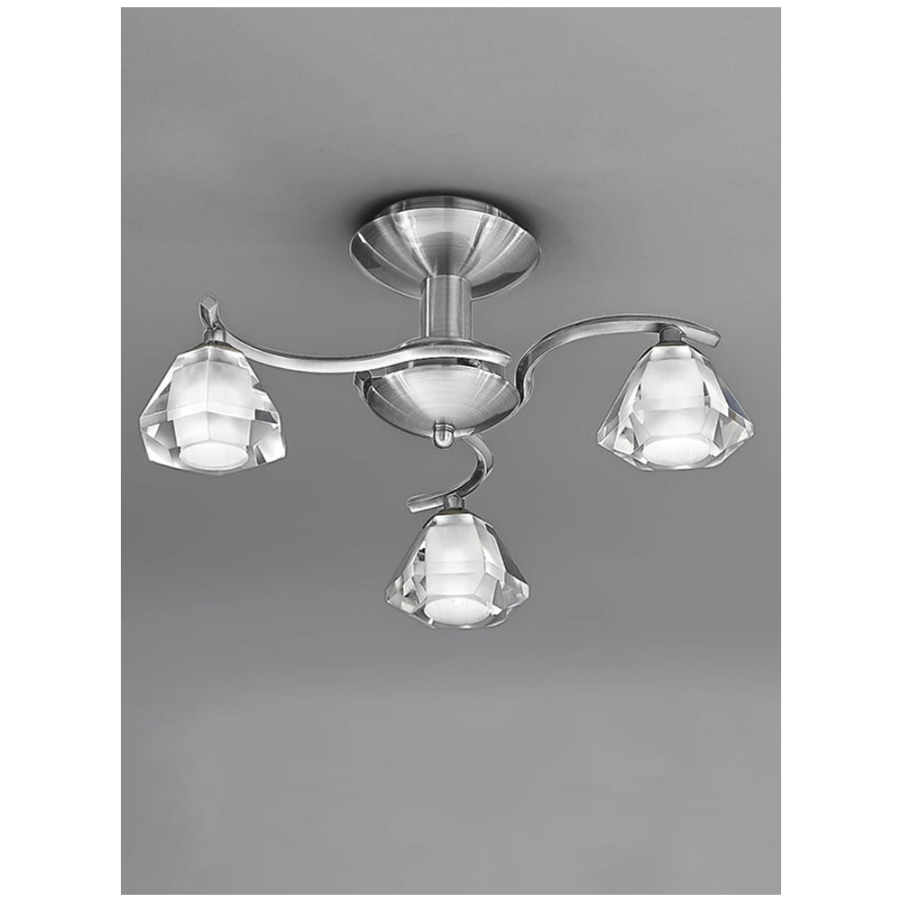 Elegant Satin Nickel Triple Bulb Ceiling Light Fixture
