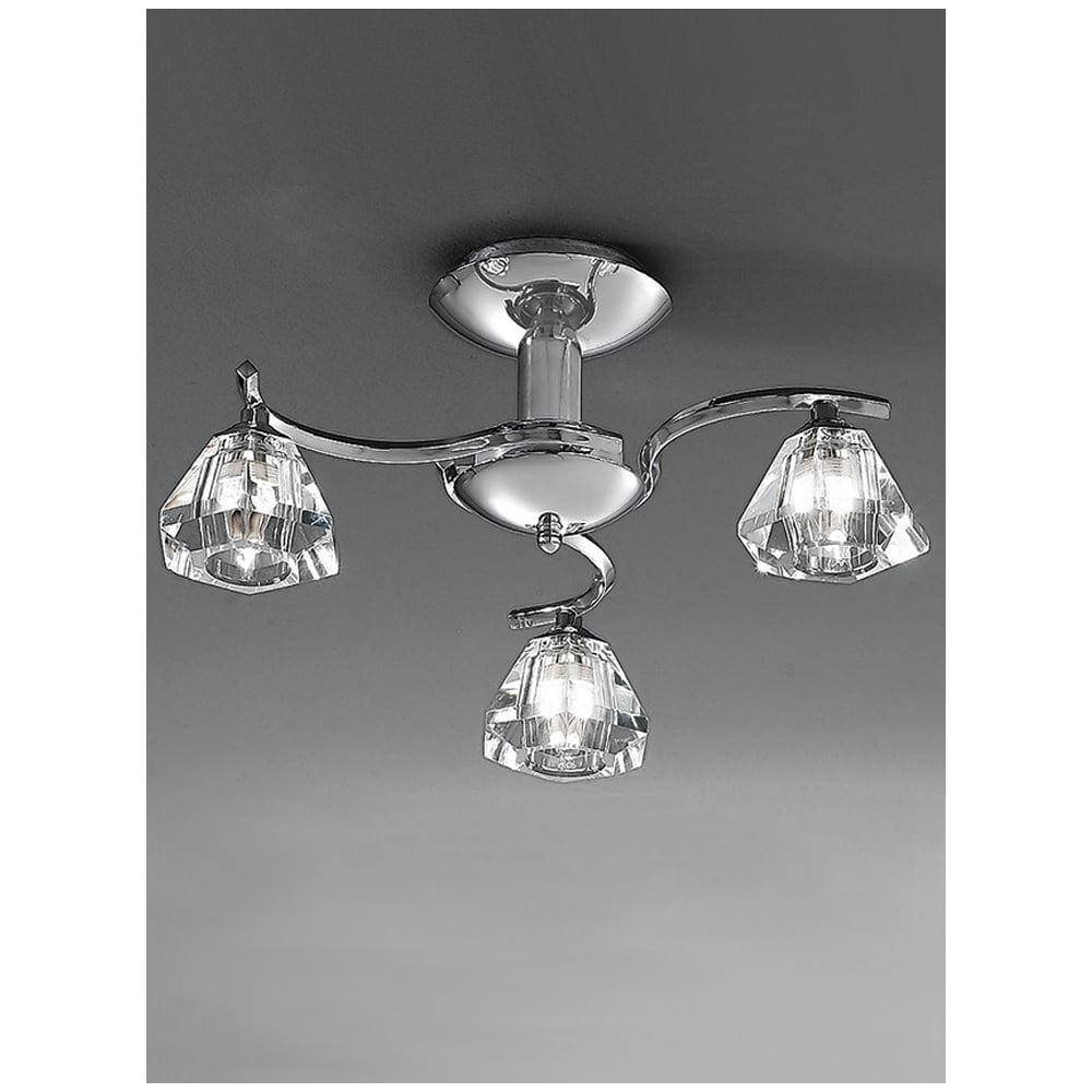 Elegant Chrome Tri-Light Ceiling Fixture with Crystal Accents