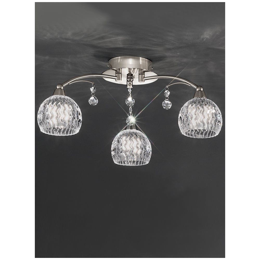 Elegant Satin Nickel Triple Light Ceiling Fixture