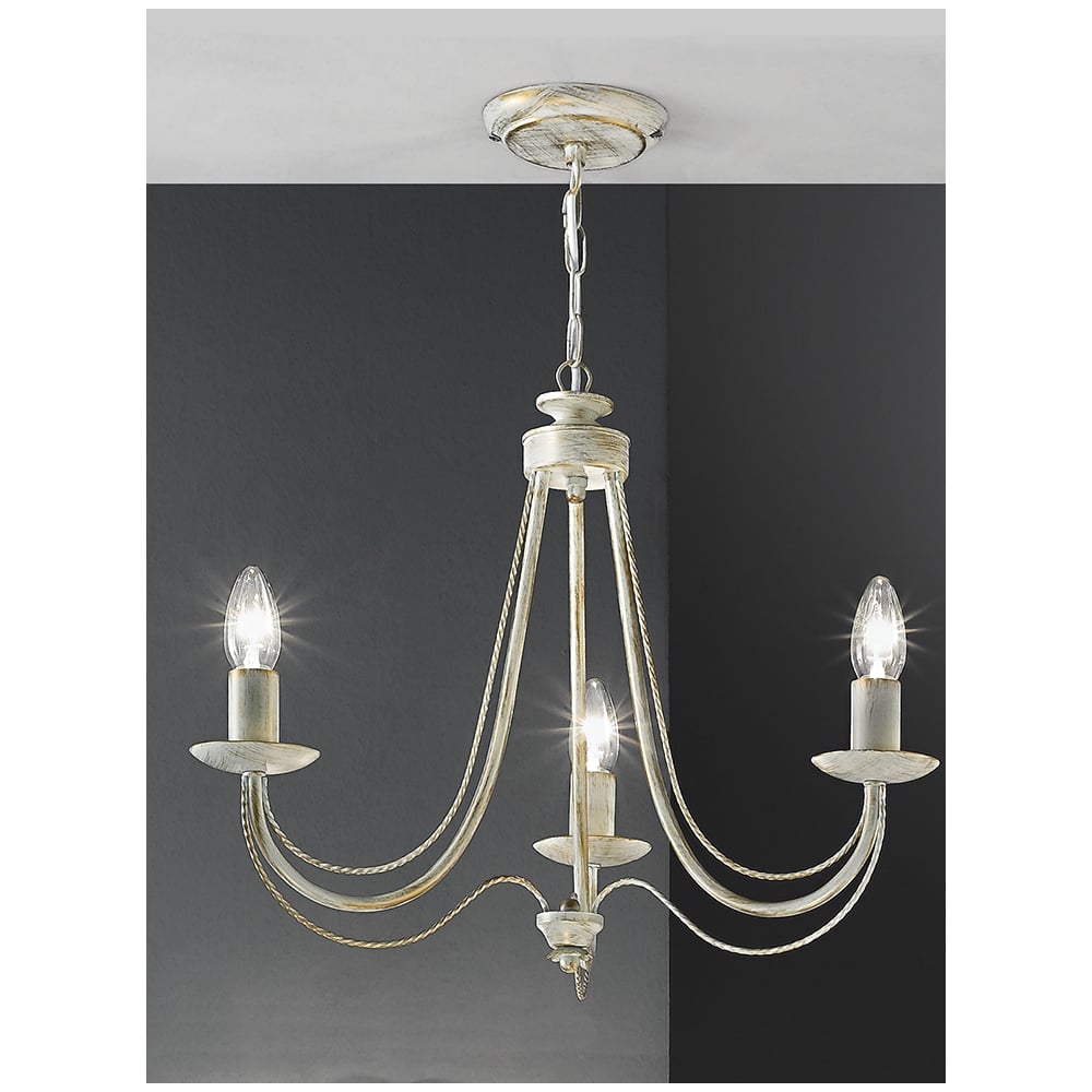Elegant Shimmer Cream 3-Light Ceiling Fixture
