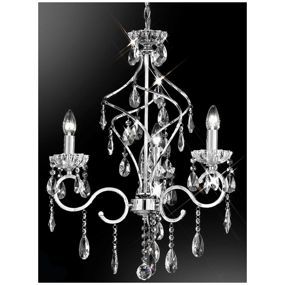 Gleaming Chrome 3-Light Crystal Ceiling Fixture