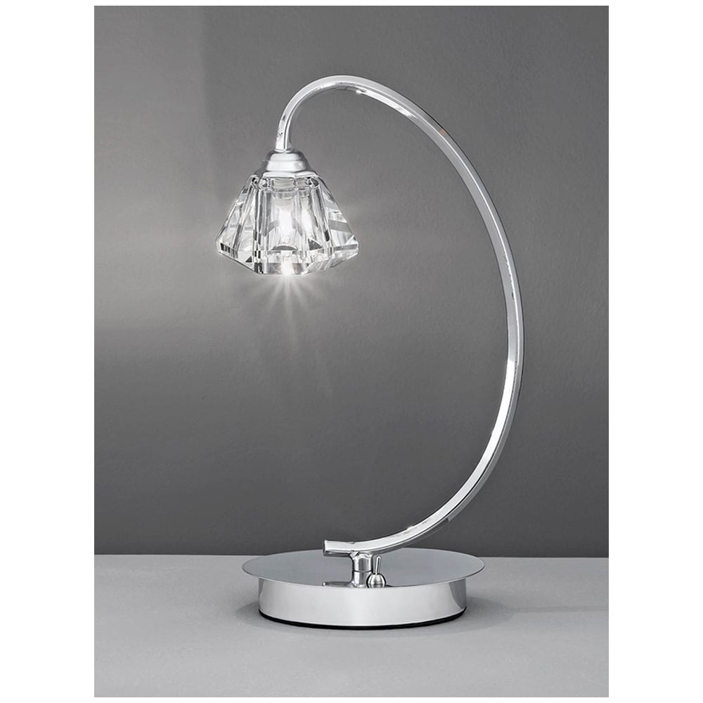 Chrome Elegance Table Lamp with Crystal Accents