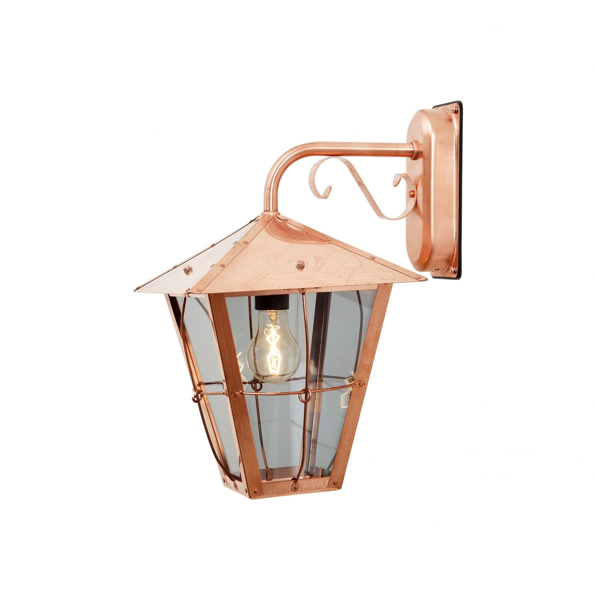 Elegant Copper Exterior Lantern Wall Light