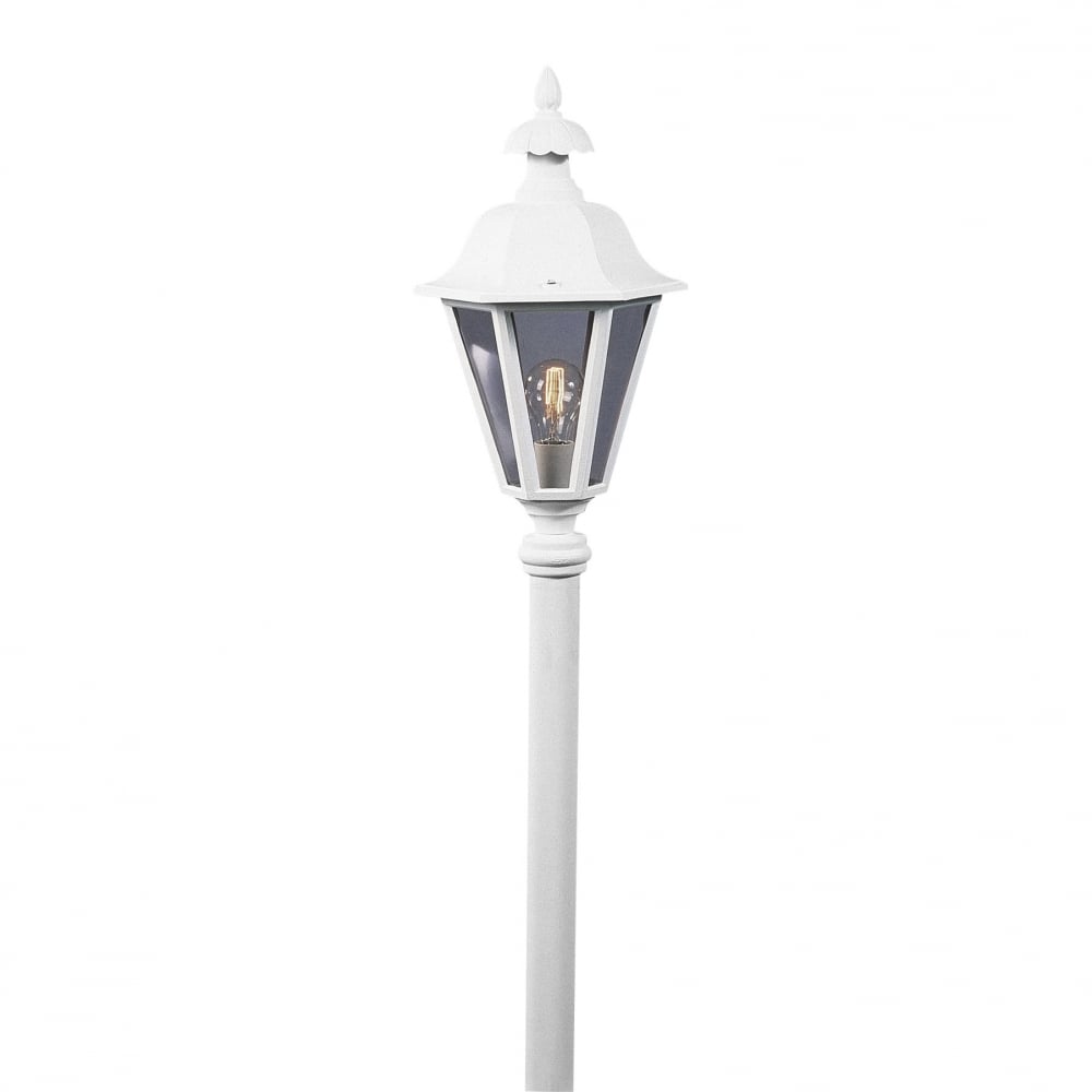 Elegant Matt White Lantern-Style Post Light by Konstsmide